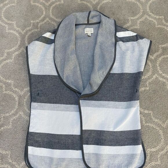 Hinge GrayWide Stripes and Draped Collar Kimono Jacket XS/S - Picture 3 of 9